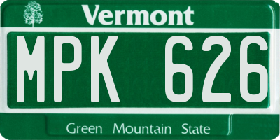 VT license plate MPK626