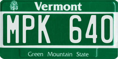 VT license plate MPK640