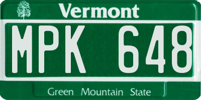 VT license plate MPK648