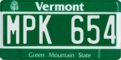 VT license plate MPK654