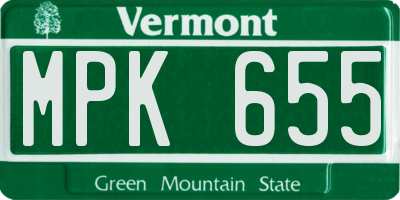 VT license plate MPK655