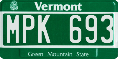 VT license plate MPK693