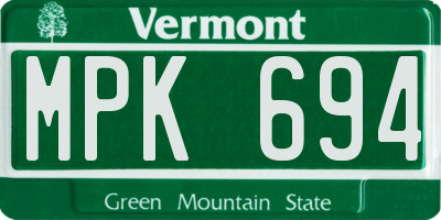 VT license plate MPK694