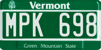 VT license plate MPK698