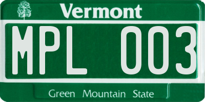 VT license plate MPL003