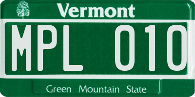 VT license plate MPL010