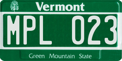 VT license plate MPL023