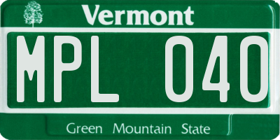 VT license plate MPL040