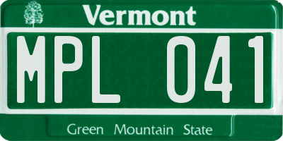VT license plate MPL041