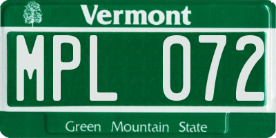 VT license plate MPL072