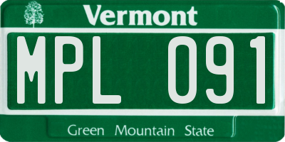 VT license plate MPL091