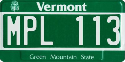 VT license plate MPL113