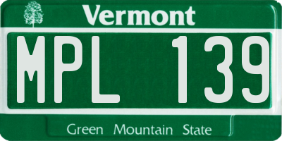 VT license plate MPL139