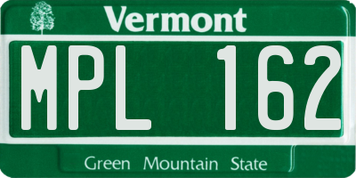 VT license plate MPL162