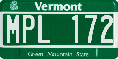VT license plate MPL172