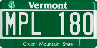VT license plate MPL180