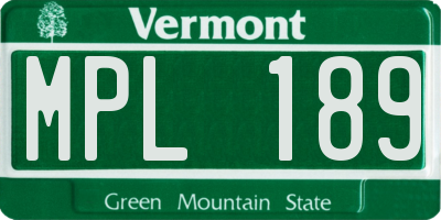 VT license plate MPL189