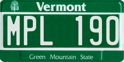VT license plate MPL190