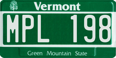 VT license plate MPL198