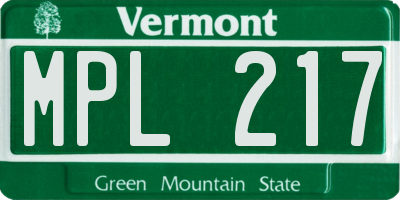 VT license plate MPL217