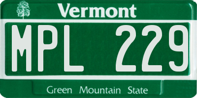 VT license plate MPL229
