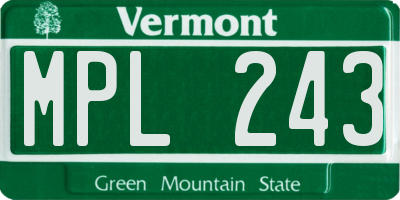 VT license plate MPL243
