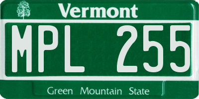VT license plate MPL255