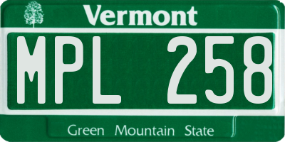 VT license plate MPL258
