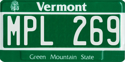 VT license plate MPL269