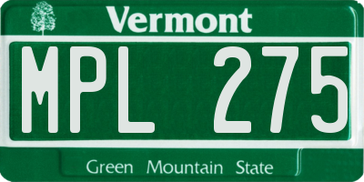 VT license plate MPL275
