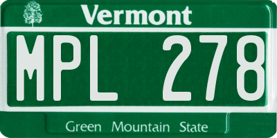 VT license plate MPL278