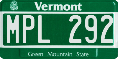 VT license plate MPL292
