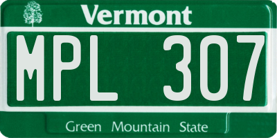 VT license plate MPL307