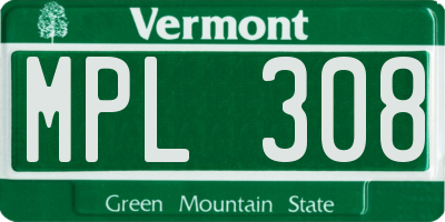 VT license plate MPL308