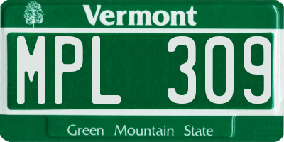 VT license plate MPL309