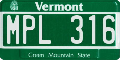 VT license plate MPL316