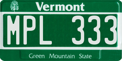 VT license plate MPL333