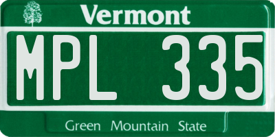 VT license plate MPL335