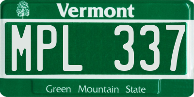 VT license plate MPL337