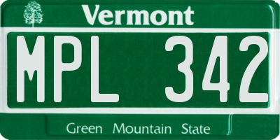 VT license plate MPL342