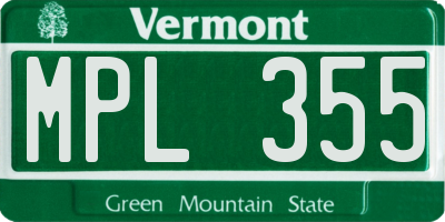 VT license plate MPL355