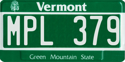 VT license plate MPL379