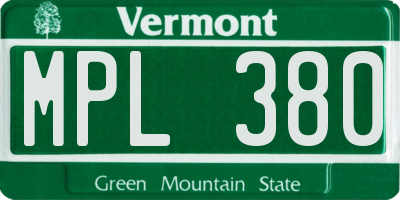 VT license plate MPL380