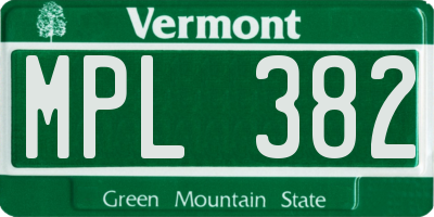 VT license plate MPL382