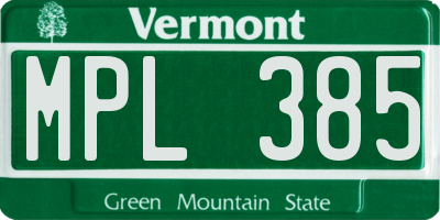 VT license plate MPL385