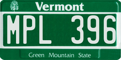 VT license plate MPL396
