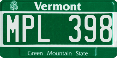 VT license plate MPL398