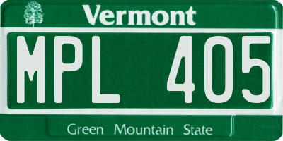 VT license plate MPL405
