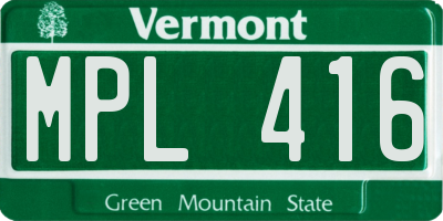 VT license plate MPL416