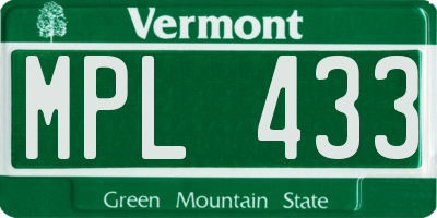 VT license plate MPL433